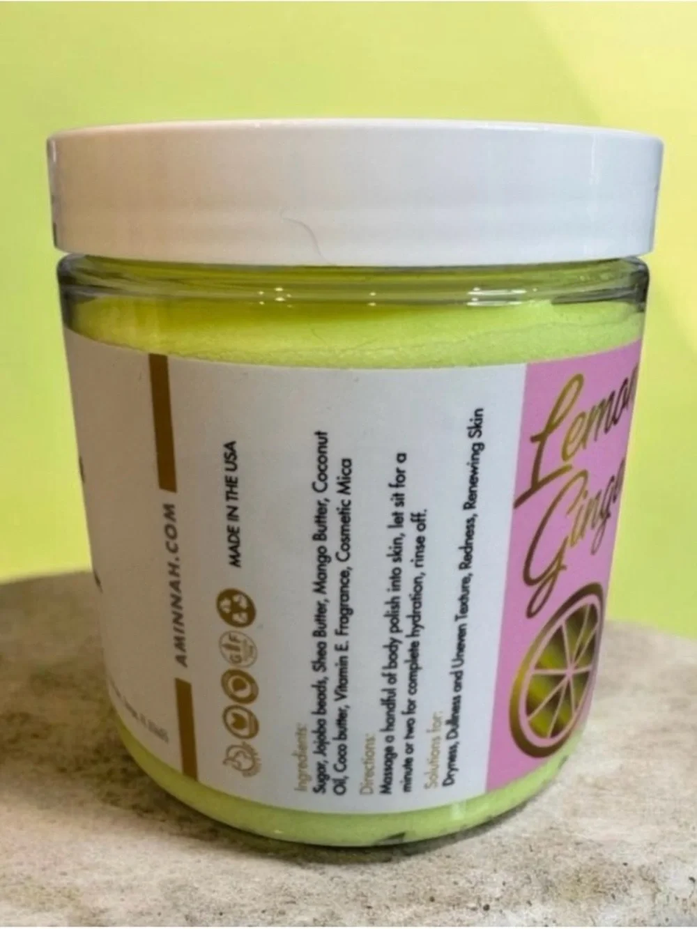 AMINNAH Lemon Ginger Sugar Polish - 8oz NWT - Picture 2 of 2